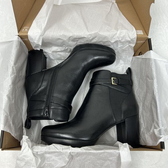Vionic Boots Womens Size 10 Black Nella Ankle Block Heel Side Zip I7817L1001 - Picture 2 of 14